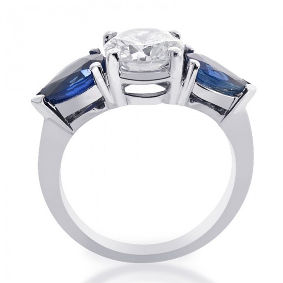 4.31 Carat Diamond Blue Ceylon Sapphire Ring - Picture 3 of 3